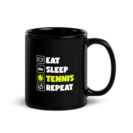 eat sleep tennis | Tasse schwarz